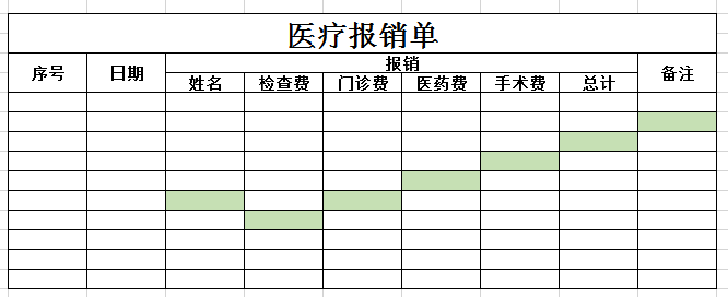 医疗报销单excel模板