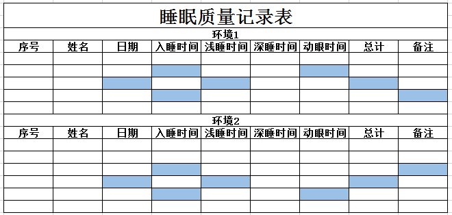 睡眠质量记录表2 excel模板