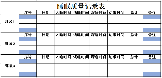 睡眠质量记录表3 excel模板