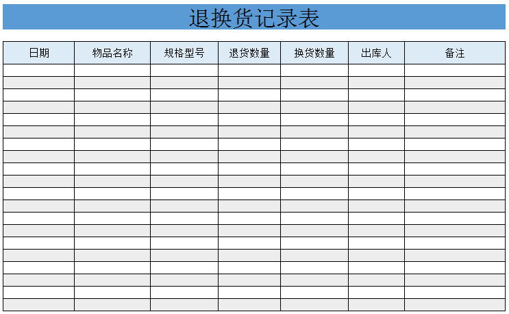 超市退换货表格模板图片