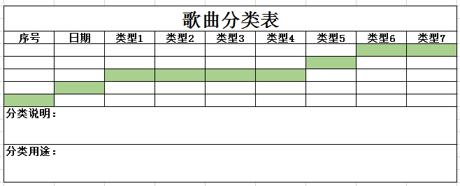 歌曲分类表3 excel模板