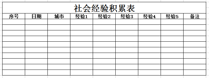 社会经验积累表excel模板