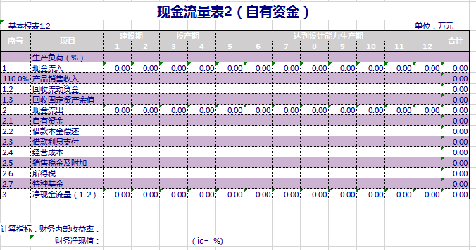 现金流量表excel模板