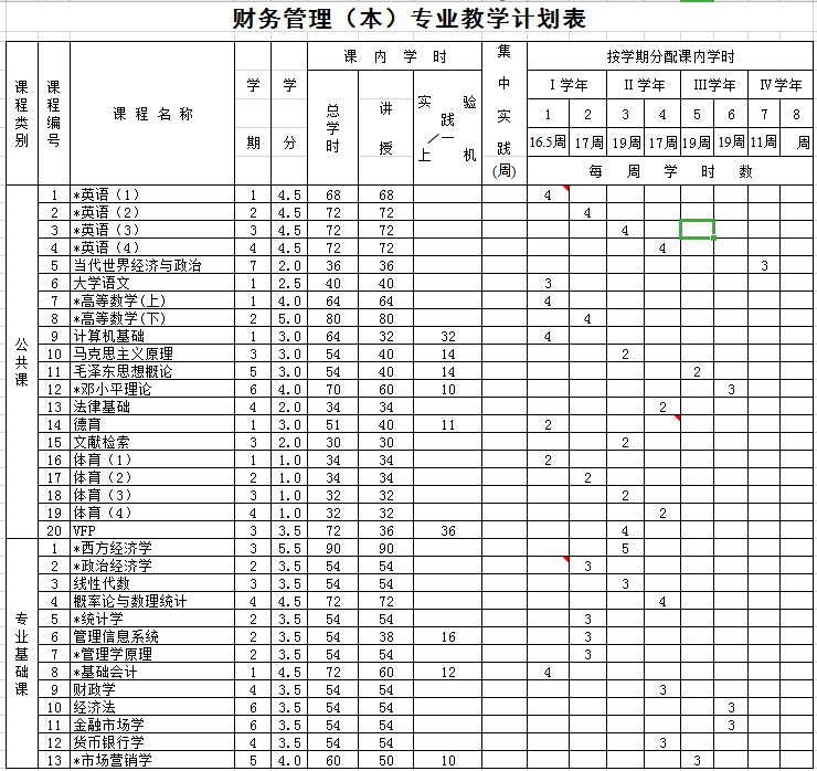 财务教学计划表excel模板