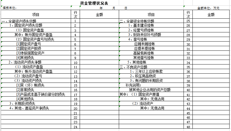 资金管理表excel模板