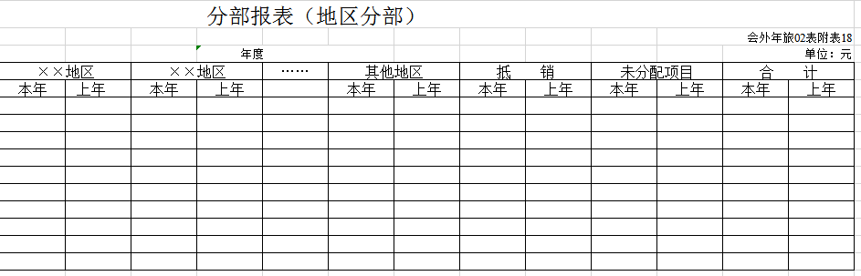 分部报表excel模板