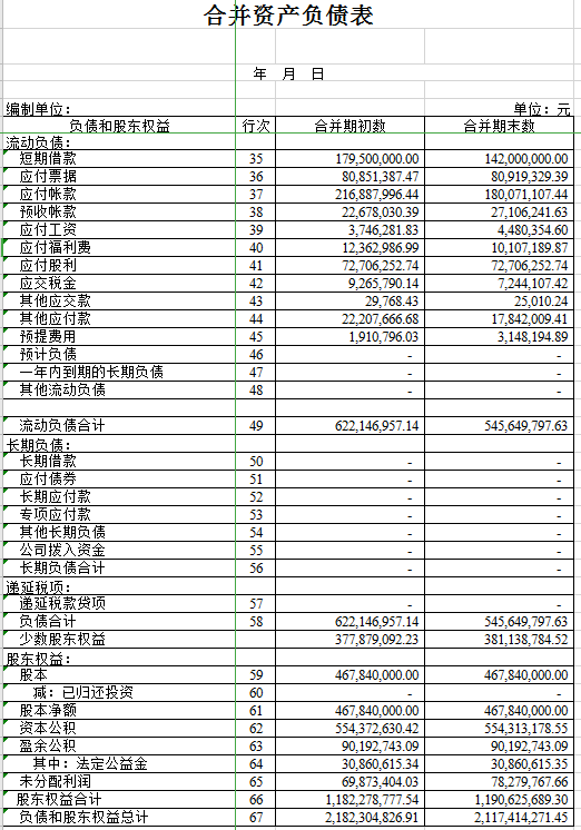 资产负债表4  excel模板