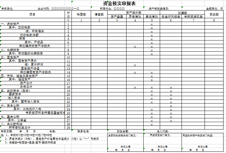 资金核实申报表excel模板