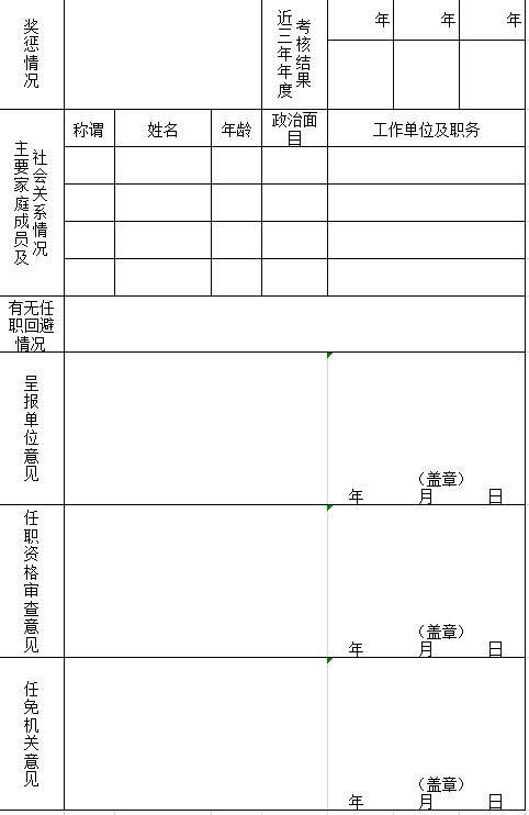 职务任免审批表excel模板