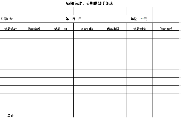 朋友借钱表格图片图片