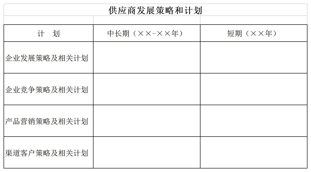 供应商发展策略和计划表excel模板