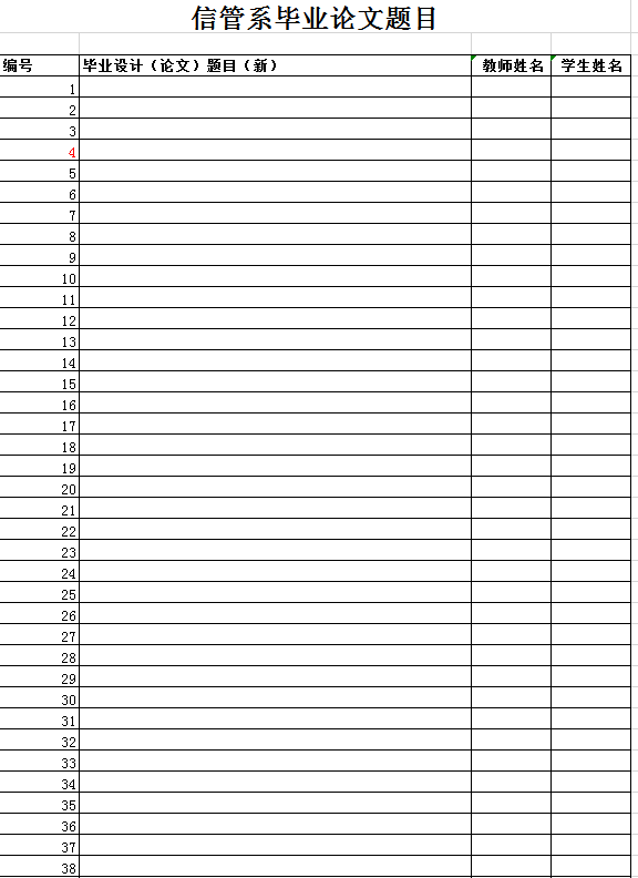 管理，信管，国贸论文题目表excel模板
