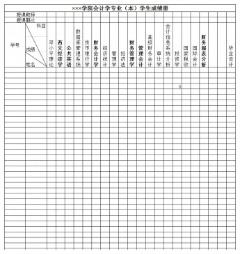 学院会计学专业成绩册excel模板