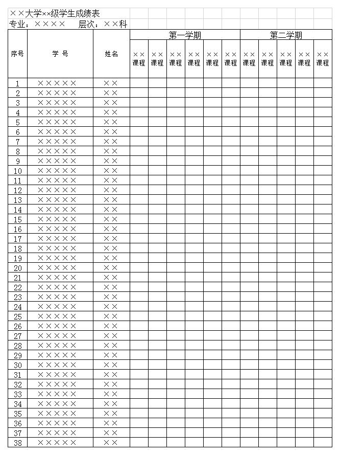 学生成绩表excel模板