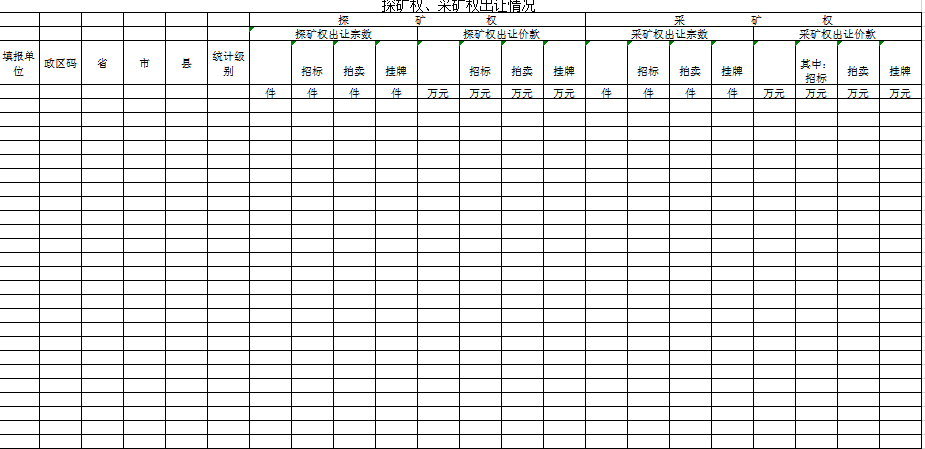 探矿权、采矿权出让情况表excel模板