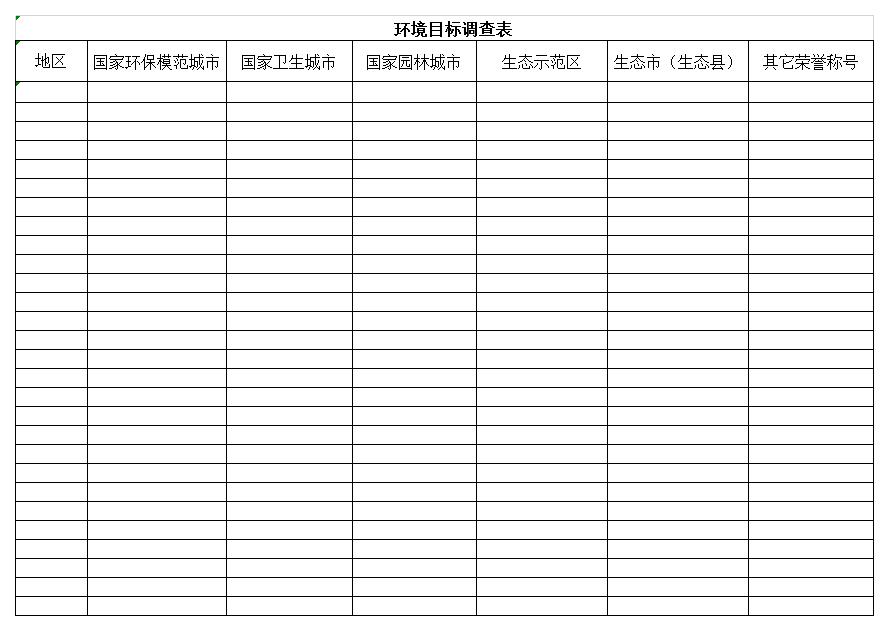 环境目标调查表excel模板