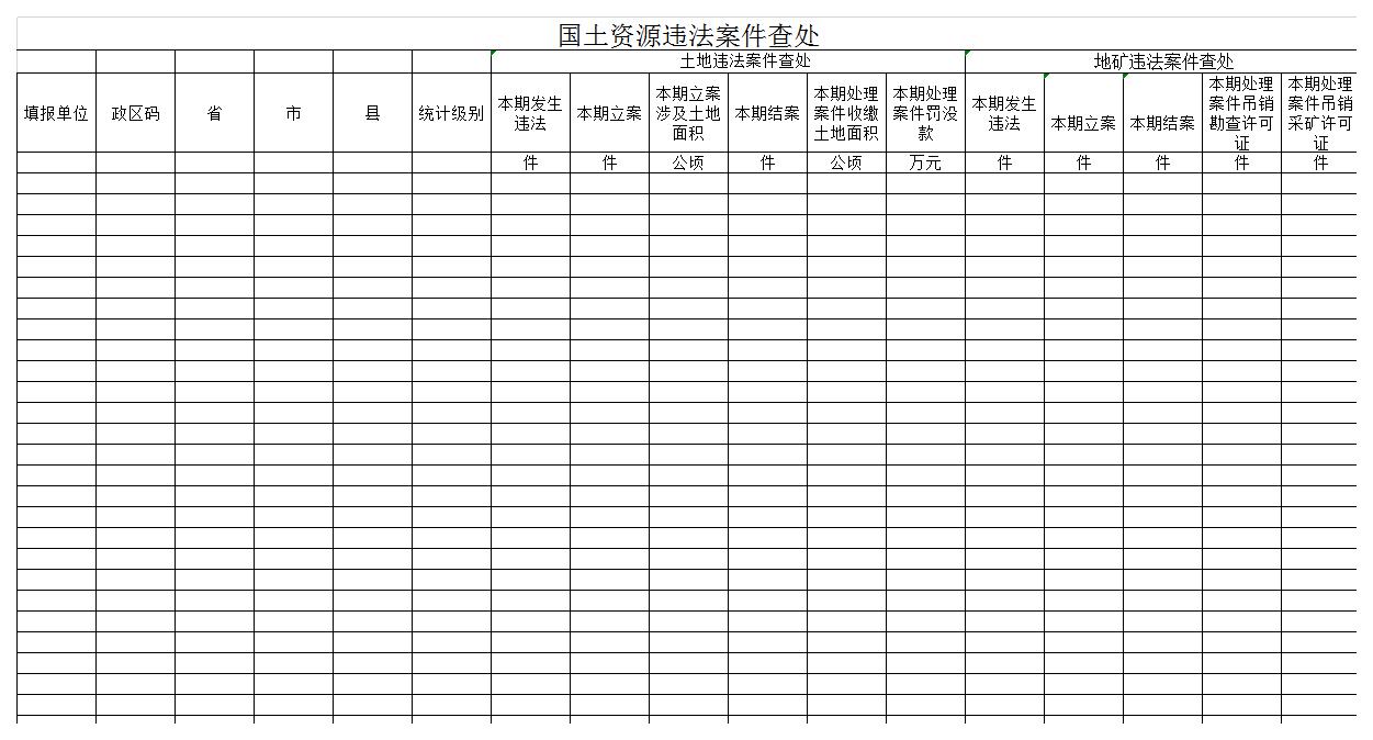 国土资源违法案件查处表excel模板