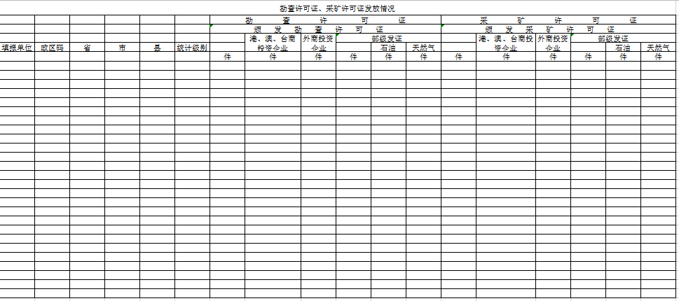 勘查许可证、采矿许可证发放情况excel模板