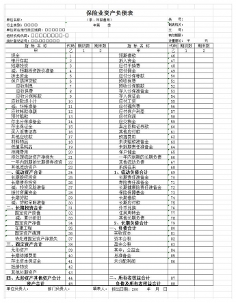 保险业资产负债表excel模板