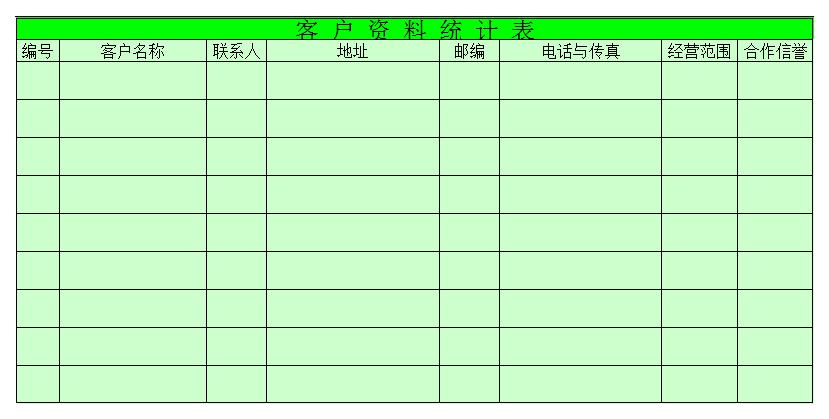 企业客户资料统计表excel模板