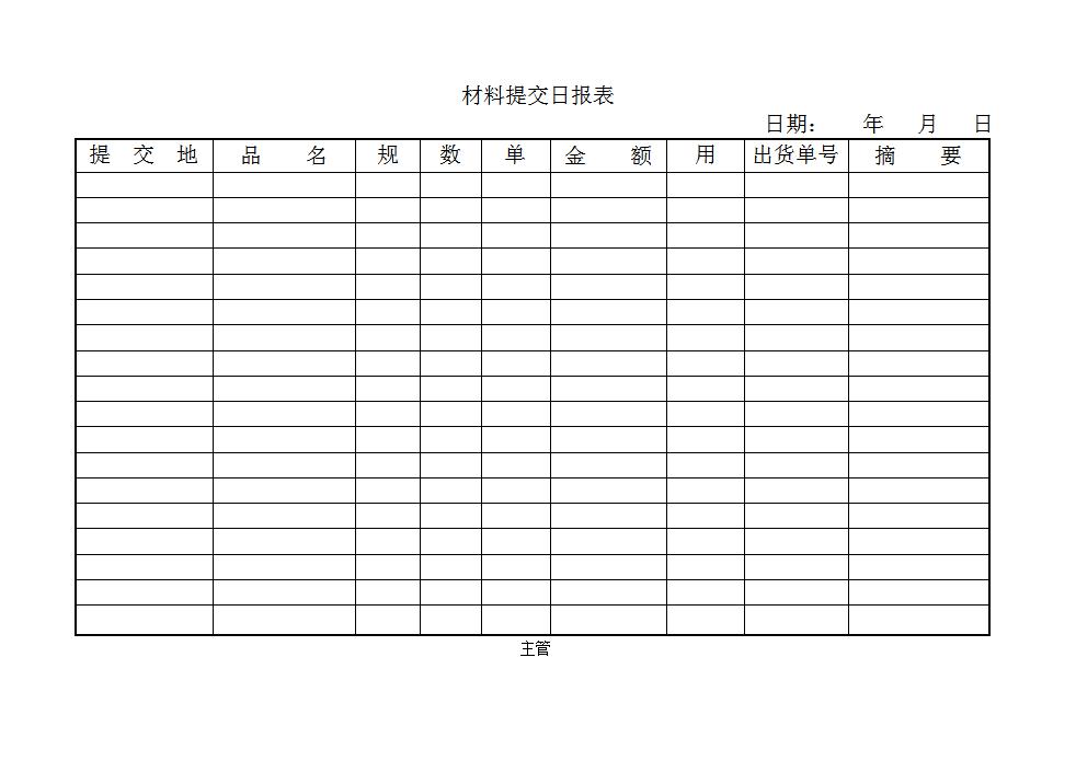 材料提交日报表word模板