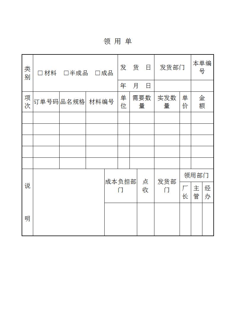 领用单Word模板