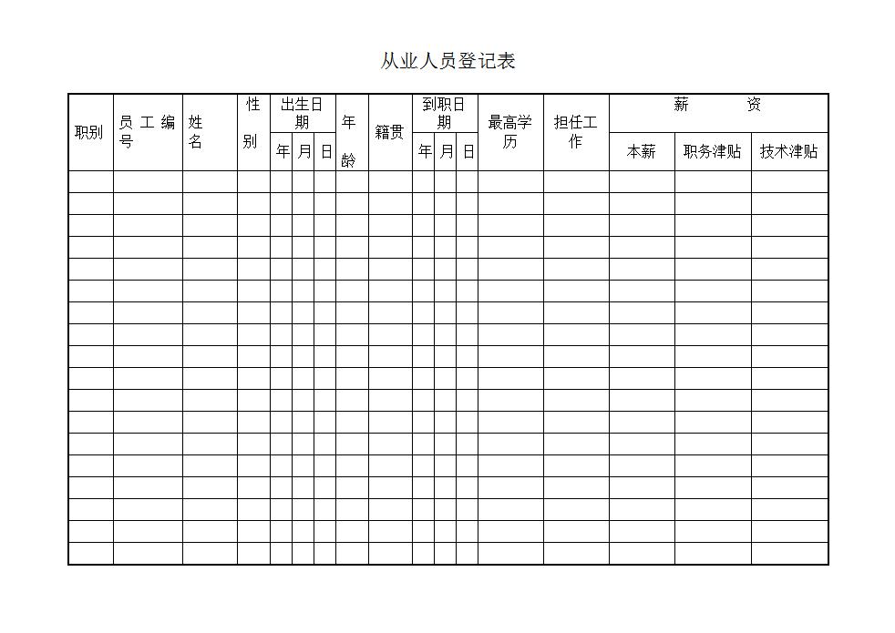 从业人员登记表Word模板