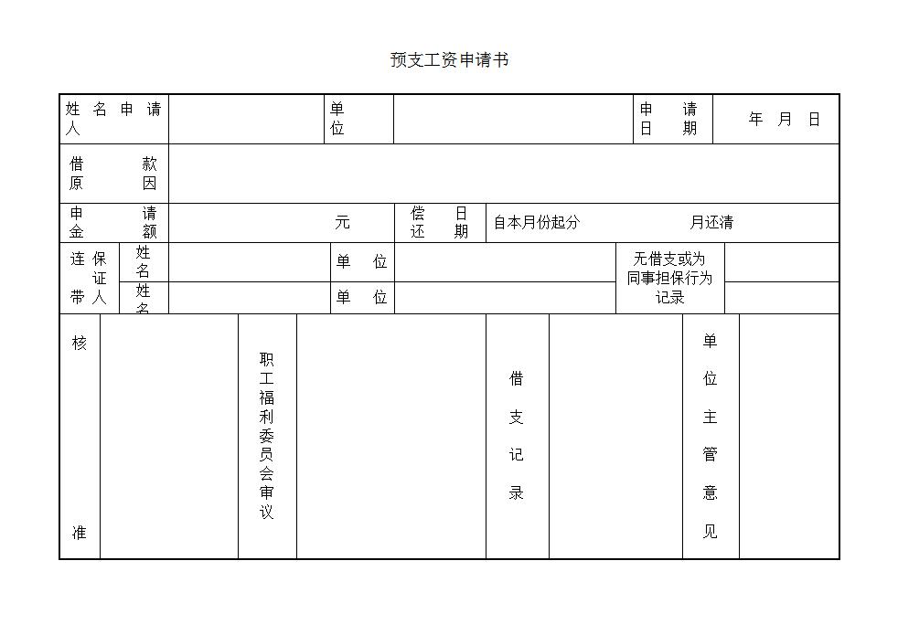 预支工资申请书Word模板