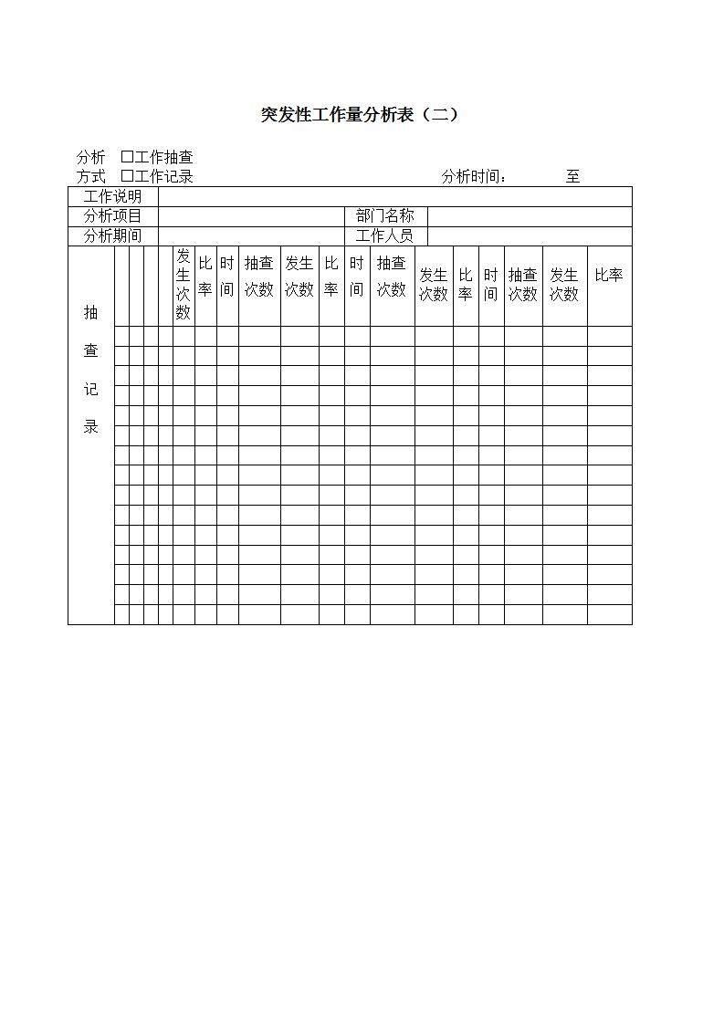 突发性工作量分析表（二）Word模板