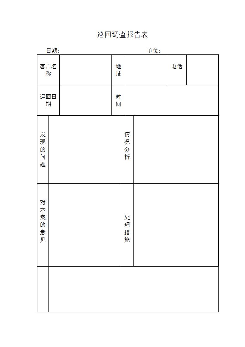 巡回调查报告表word模板