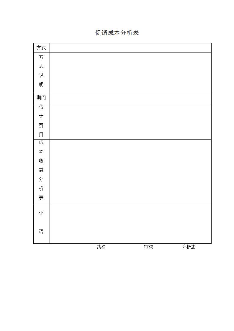 促销成本分析表Word模板