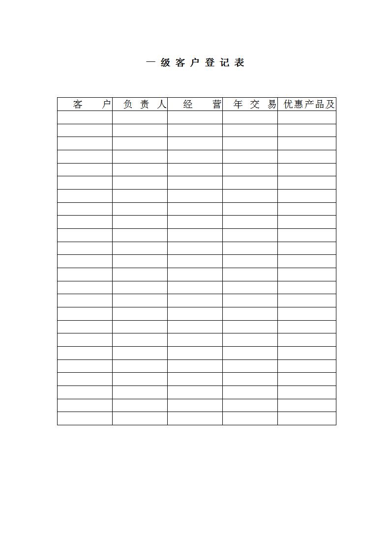 一级客户登记表Word模板