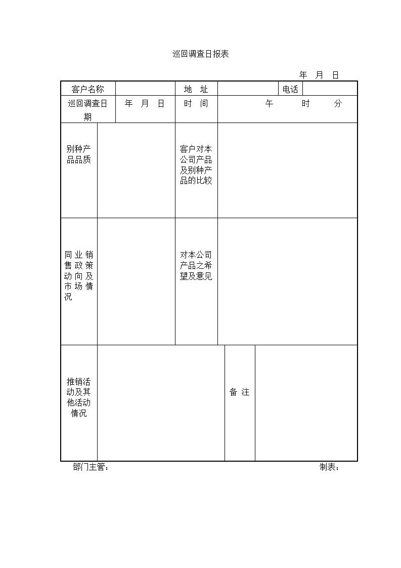 巡回调查日报表Word模板