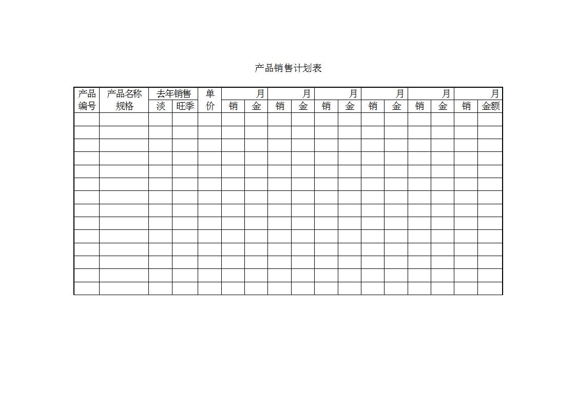 产品销售计划表Word模板