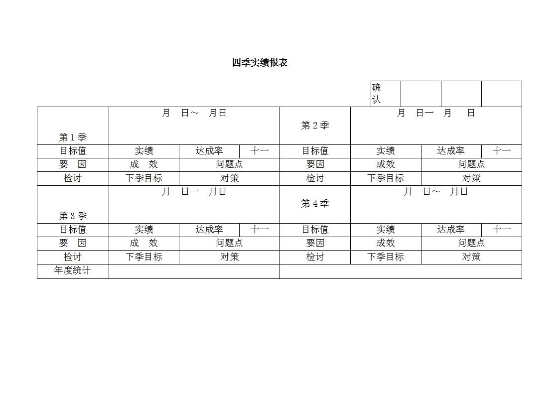 四季实绩报表 Word模板