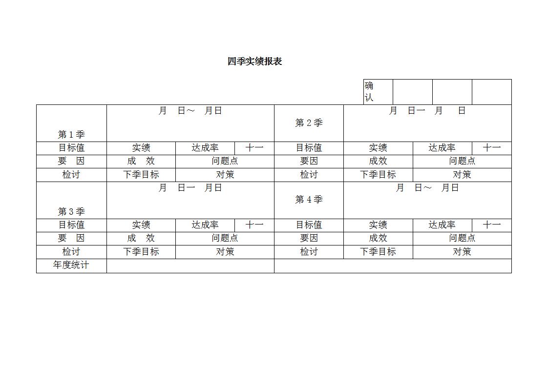 四季实绩报表 Word模板