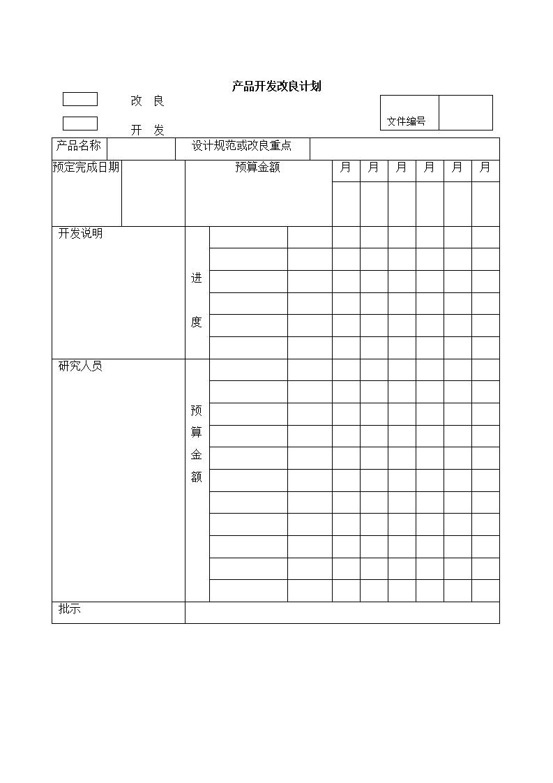 产品开发改良计划2 Word模板