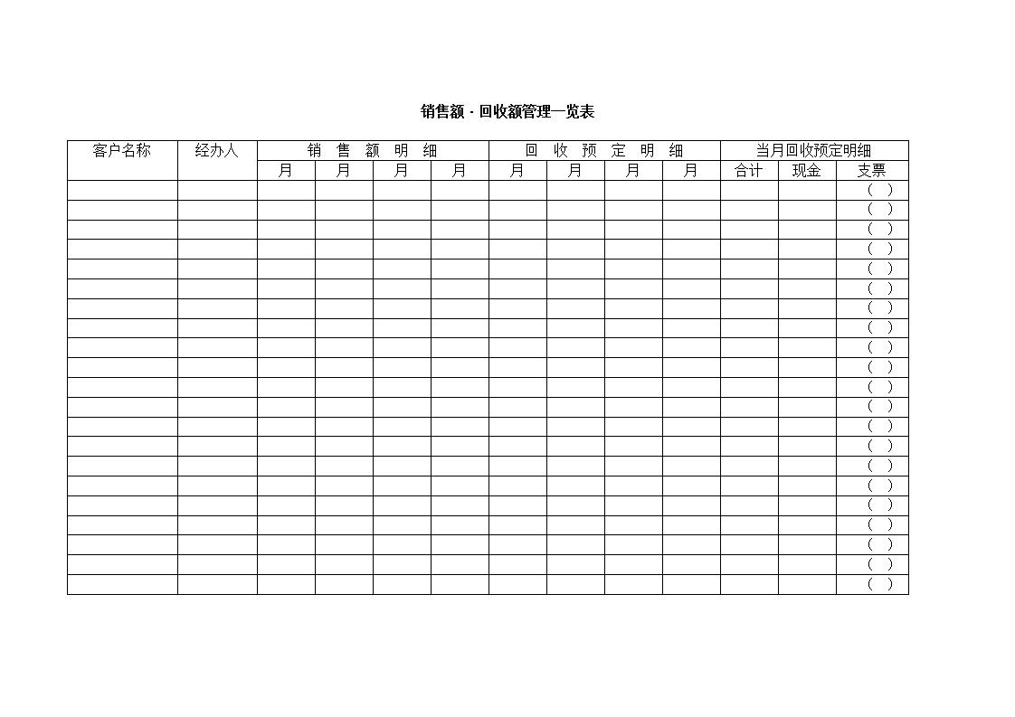 销售额·回收额管理一览表Word模板