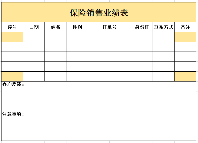 保险销售业绩表excel模板