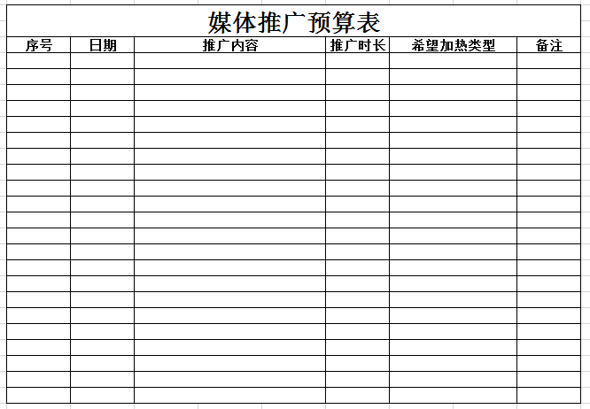 媒体推广预算表excel模板