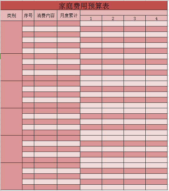 家庭费用预算表excel模板