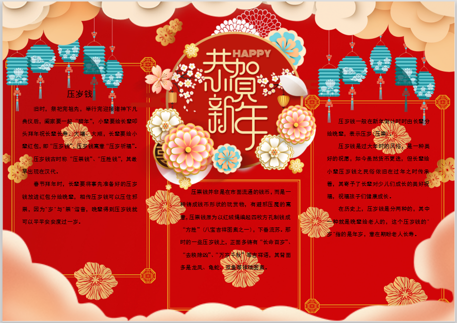 恭贺新年手抄报Word模板