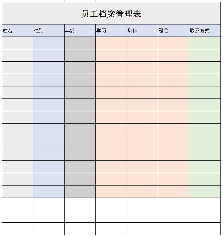 员工档案管理表excel模板