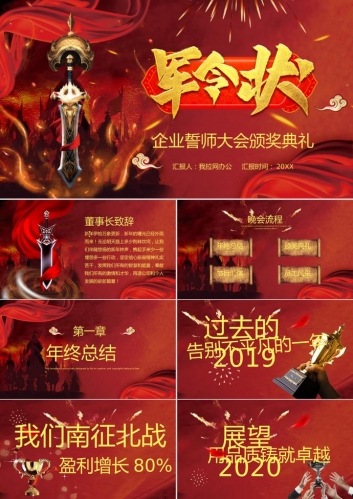 大红色军令状PPT模板