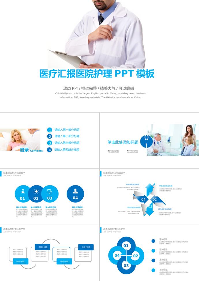 医疗汇报医院护理PPT模板