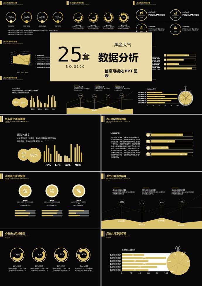 黑金大气数据分析可视化图表PPT模板