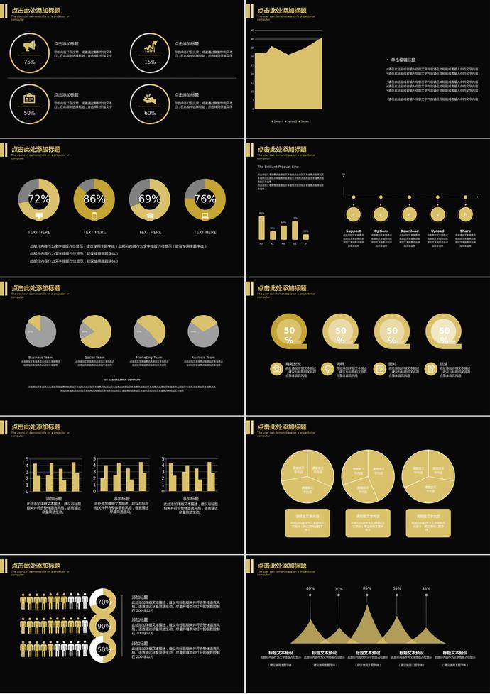 黑金大气数据分析可视化图表PPT模板-1