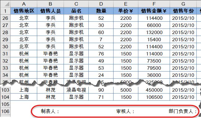 Excel打印如何让每一页都有相同的顶端标题和底端标题（1）