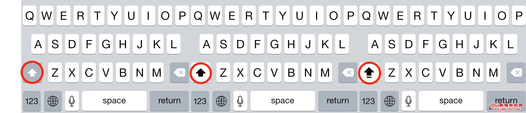 iOS7.1更新：输入法键盘Shift键大小写状态