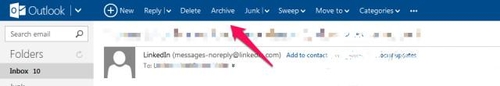 微软Outlook新增归档(Archive)选项功能